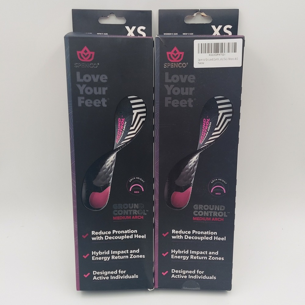 Lot of 2 Spenco Ground Control Insoles Unisex m3/4-w5-6 Medium Arch Support